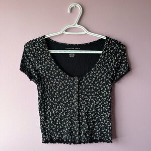 American Eagle Outfitters Black Floral Women's Top